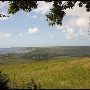 A view south over Slapton Ley with Start Point in the far distance