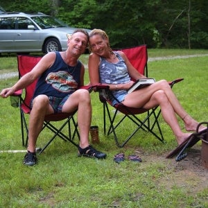 My wife and I camping